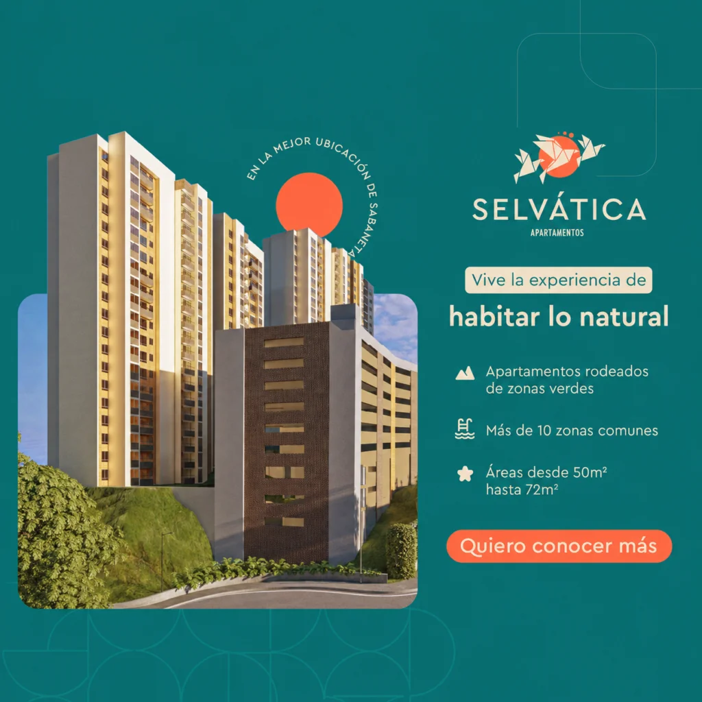 Banner cuadrado del proyecto Selvática Apartamentos con torres residenciales y el texto habitar lo natural