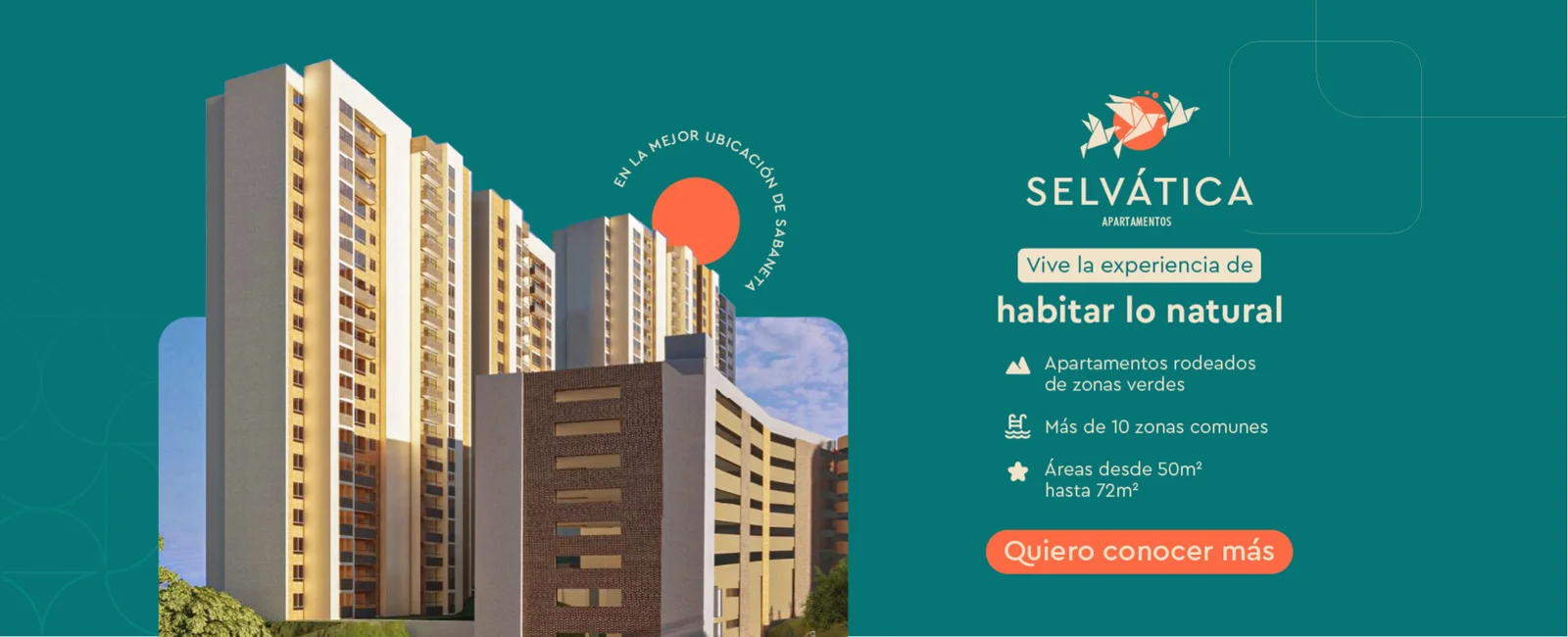 Banner del proyecto Selvática Apartamentos con render de torres residenciales y el texto habitar lo natural