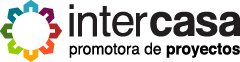 Logotipo de Intercasa, promotora de proyectos, con ícono circular de colores