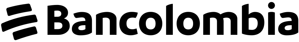 Logotipo de Bancolombia en color negro sobre fondo blanco, entidad financiera aliada.